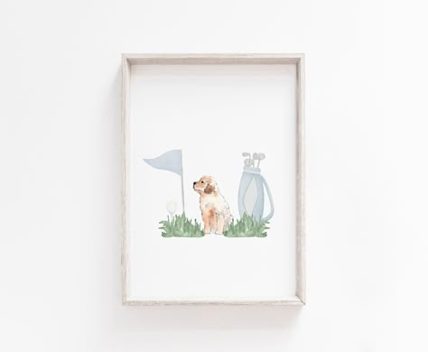 Baby Boy Nursery Golf Theme, Golden Retriever Nursery, Golf Nursery, Dog Nursery Decor, Hunting Nursery, Golf Wall Art, Puppy Nursery, Dog Nursery, Golf Art