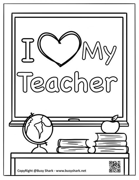 I love my teacher free printable coloring page. Special teacher Appreciation art gift. Teacher Appreciation Drawings, Teacher Appreciation Coloring Page, Teacher Coloring Pages, Teacher Appreciation Art, Happy Birthday Teacher, Appreciation Art, Teachers Day Drawing, I Love My Teacher, Korean Short