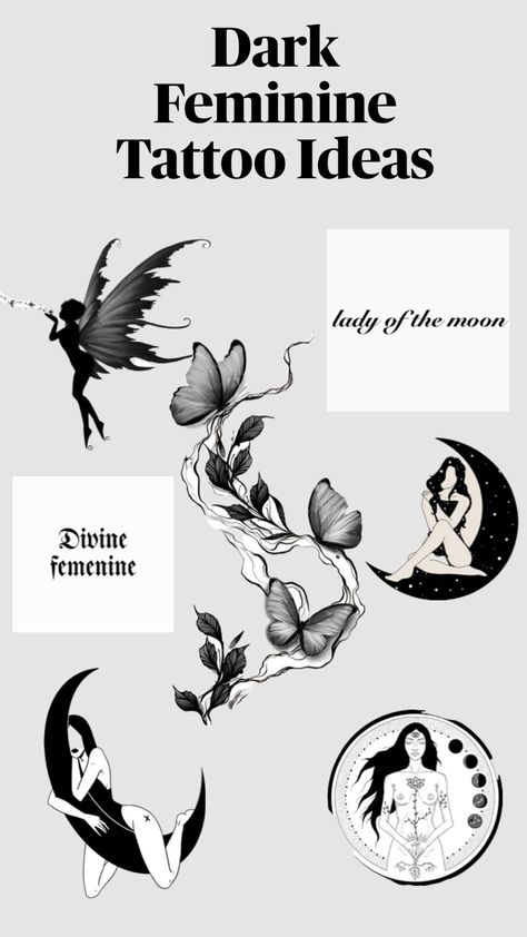 Unique Dark Feminine Tattoos Ideas Feminine Tattoos Ideas, Dark Feminine Tattoos, Feminine Tattoo, Dark Feminine, Feminine Tattoos, Tattoos Ideas, Tattoo Ideas, Tattoos