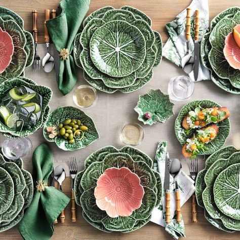 Cabbage | Williams Sonoma Spring Meals, Bamboo Flatware, Bordallo Pinheiro, Table Setting Decor, Kids Pottery, Cabbage Leaves, Green Bowl, Summer Tables, Williams Sonoma