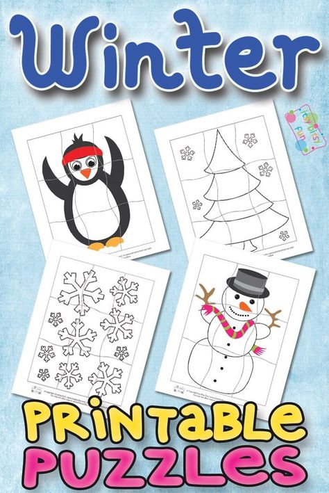 Free Printable Winter Puzzles for Kids Kindergarten Puzzles, Winter Worksheets, Winter Crafts Preschool, Nametags For Kids, Winter Activities Preschool, Printable Puzzles For Kids, Fun Winter Activities, Winter Kindergarten, Winter Activities For Kids