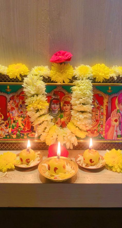 Lord shiva puja in karthika maasam with usiri deepam Lakshmi Pujan, Shiva Puja, Karthika Deepam, Karthigai Deepam, Pooja Door, Pooja Door Design, Rangoli Designs Simple Diwali, Pooja Room Door Design, Diwali Decor