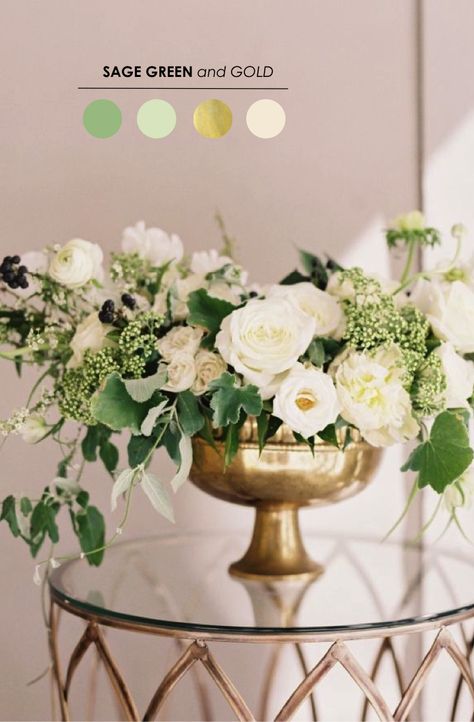 15 Wedding Color Palettes to Inspire Your Style - www.theperfectpalette.com - The Ultimate Wedding Color Blog Gold Vase, Floral Centerpieces, Beautiful Blooms, Green Wedding, Fine Art Wedding, Ikebana, Decoration Table, Spring Wedding, Wedding Centerpieces