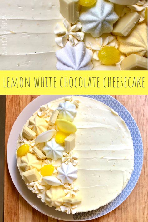 Chocolate Cheesecake No Bake, Lemon Ganache, Lemon And White Chocolate, White Chocolate Cheesecake Recipes, Lemon Sweets, Lemon White Chocolate, White Chocolate Desserts, Chocolate Cheesecake Recipe, Cheesecake No Bake