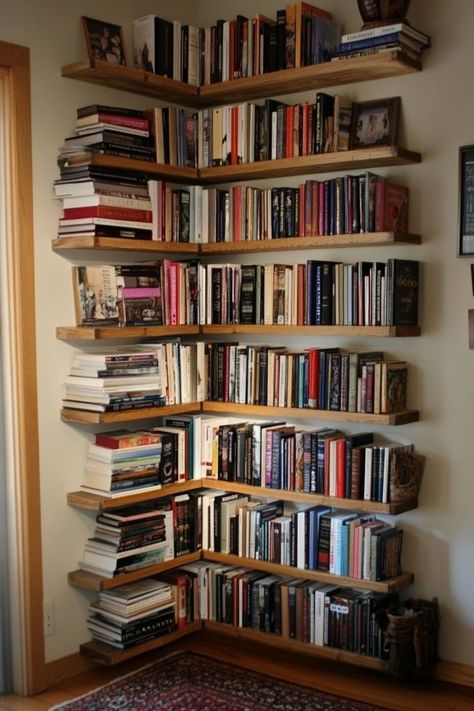 Make the most of your small home by going vertical! Use wall-mounted shelves, hanging storage, and tall bookcases to free up floor space and keep your home organized. 📚🛠✨ #VerticalStorage #SmallHomeDecor #SpaceSaving #Organization Vertical Bookshelf, Tall Bookcases, Book Wall, Room Shelves, Mounted Shelves, Room Update, Home Libraries, Book Storage, Vertical Storage