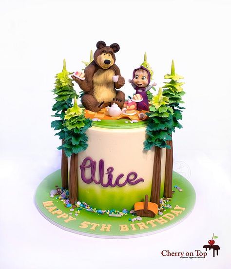 Masha And The Bear Cake Ideas, Birthday Cakes For 5 Year Girl, 3 Year Cake, Masha E Orso Cake, Masha And The Bear Cake Birthday, Birthday Cake For 5 Year Girl, Masa And Bear Cake, Cake For 5 Year Girl, Marsha And The Bear Cake