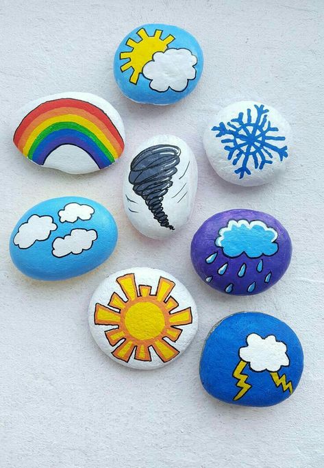 Weather Rock, Art Sets For Kids, Rock Painting Tutorial, Story Stones, Halloween Games For Kids, Painted Rocks Kids, Painted Rocks Diy, Diy Letters, Rock Painting Patterns