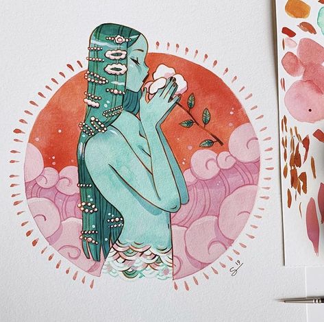 Sibylline Meynet, Posca Art, Gouache Illustrations, Gouache Art, Sketchbook Inspiration, Pretty Art, Watercolor Illustration, A Flower, Drawing Inspiration