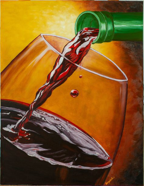 Drink Painting, Wine Painting, Custom House Portrait, Wine Art, Oil On Canvas Painting, Large Painting, Canvas Art Painting, Interior Paint, Artwork For Sale