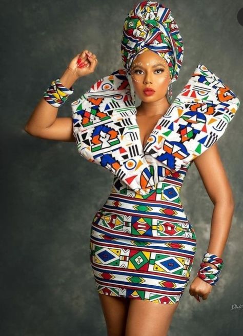 Ndebele Traditional Dresses, Ndebele Print Outfits, Ndebele Print, South African Dresses, Short Ankara Dresses, South African Traditional Dresses, African Traditional Wear, Traditional African Clothing, Afrikaanse Mode