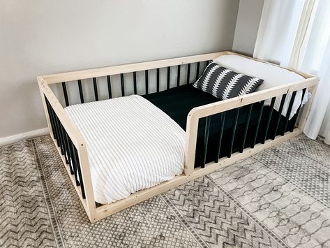 Floor Beds, Montessori Floor Bed, Toddler Boys Room, Bed Dimensions, Floor Bed, Toddler Bedrooms, Big Boy Room, Feel Safe, Boy's Bedroom