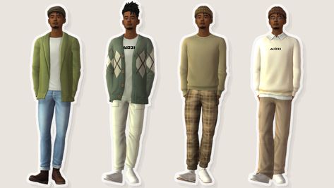 Sims 4 No Cc Outfits Men, Sims 4 Lookbooks No Cc, Sims 4 Base Game Outfits Ideas, Sims Fits, Clothes Lookbook, Cc Lookbook, Sims 4 No Cc, Sims 4 Cc Clothes, Sims Outfits