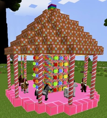 Minecraft Carousel, Minecraft Inspo, Carousel, Minecraft, Holiday Decor, Home Decor