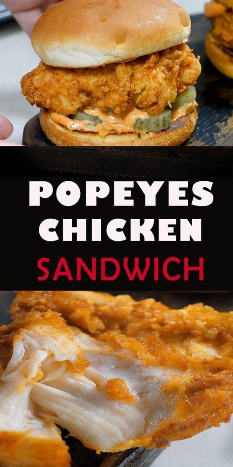 Easy and delicious Popeyes Chicken Sandwich recipe. Copycat Chicken Sandwich, Popeyes Chicken Sandwich Recipe Copycat, Kfc Chicken Sandwich Recipe, Best Restaurant Copycat Recipes, Popeyes Spicy Chicken Sandwich Recipe, How To Make Chicken Sandwich, Popeyes Copycat Recipes, Popeyes Chicken Recipe Copycat, Chicken Sandwich Recipes Fried