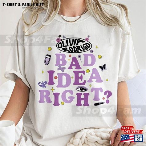 Guts World Tour 2024 Shirt Olivia Rodrigo Bad Idea Right Classic Sweatshirt Check more at https://tshirtfamilygift.com/product/guts-world-tour-2024-shirt-olivia-rodrigo-bad-idea-right-classic-sweatshirt/ Olivia Rodrigo Shirt, Sour Tour, Sports Mom Shirts, Bad Idea, Sports Mom, Tour Shirt, Olivia Rodrigo, World Tour, Family Shirts