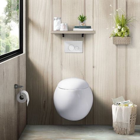 Since we all spend time on the commode, why not feel stylish? I love this compact wall-mounted, fashionable flusher! What a perfect size and shape for tiny house living, or compact guest bath. Dual Flush Toilet, Toilet Wall, Wall Hung Toilet, Toilet Tank, Wall Mounted Toilet, Flush Toilet, One Piece Toilets, Toilet Bowl, Wood Bridge