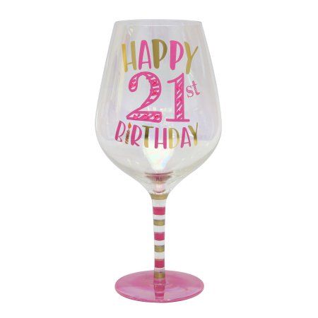 Birthday Wine Glass Ideas, Wine Glass Ideas, 21st Birthday Glass, 21 Birthday Wine Glass, 21st Bday Ideas, Large Wine Glass, Wine Glass Designs, Birthday Wine Glass, Decorated Wine Glasses