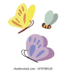 Butterfly Illustration Simple, Butterfly Doodle, Simple Butterfly, Background Simple, Doodle Images, Butterfly Illustration, Hand Drawn Vector Illustrations, Print Decor, Vector Illustrations