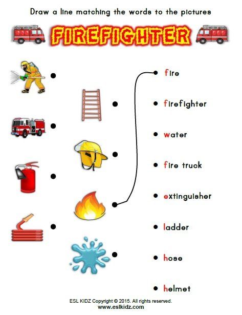 Firefighter Firefighter Worksheet, Fire Safety Unit, Great Fire Of London, Kids Graphics, Worksheet For Kids, Algebra Worksheets, Safety Rules, Reading Games, Question Cards