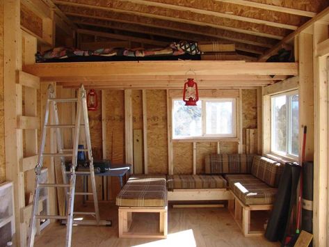 Cabin Loft Wood Small | Small Cabin Small Cabin Plans With Loft, Small Cabin With Loft, Shed Roof Cabin, Cabin With Loft, Small Cabin Designs, Building A Small Cabin, Shed With Loft, Cabin Plans With Loft, Small Cabin Plans