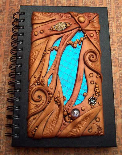 Clay and Glass Journal Cover Polymer Clay Books, Covered Books, Fimo Polymer Clay, Art Therapy Activities, Fimo Clay, Clay Design, Polymer Clay Projects, Polymer Clay Creations, Clay Ideas