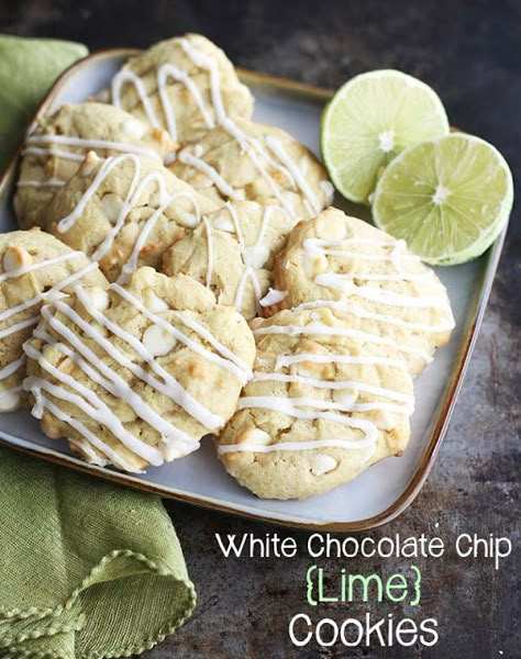 White Chocolate Chip {Lime} Cookies Vegetarian Deserts, Citrus Cookies, White Chocolate Chip Cookies Recipes, Chocolate Tarts Recipe, Lime Cookies, Bakery Sweets, White Chocolate Chip, White Chocolate Chip Cookies, Smitten Kitchen