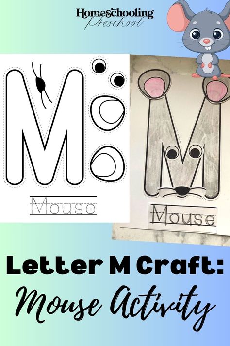 Letter M Craft: Mouse Activity M For Mouse Craft, M Is For Mouse Craft, M Sound Activities, M Preschool Activities, M Is For Monkey Craft, M Crafts For Preschool, Mouse Craft Preschool, Letter M Crafts For Preschoolers, Letter M Activities For Preschool