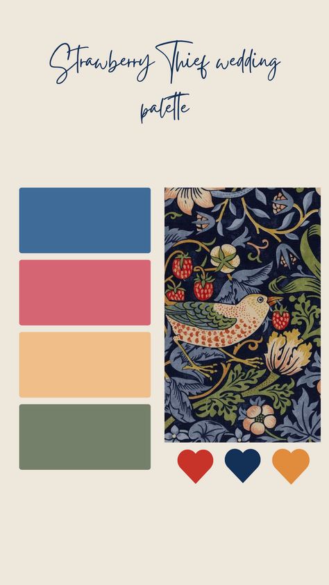 William Morris Colour Palette, William Morris Color Palette, Morris Bedroom, William Morris Wedding, The Strawberry Thief, William Morris Strawberry Thief, Autumn Soft, William Morris Inspired, Colour Pallets