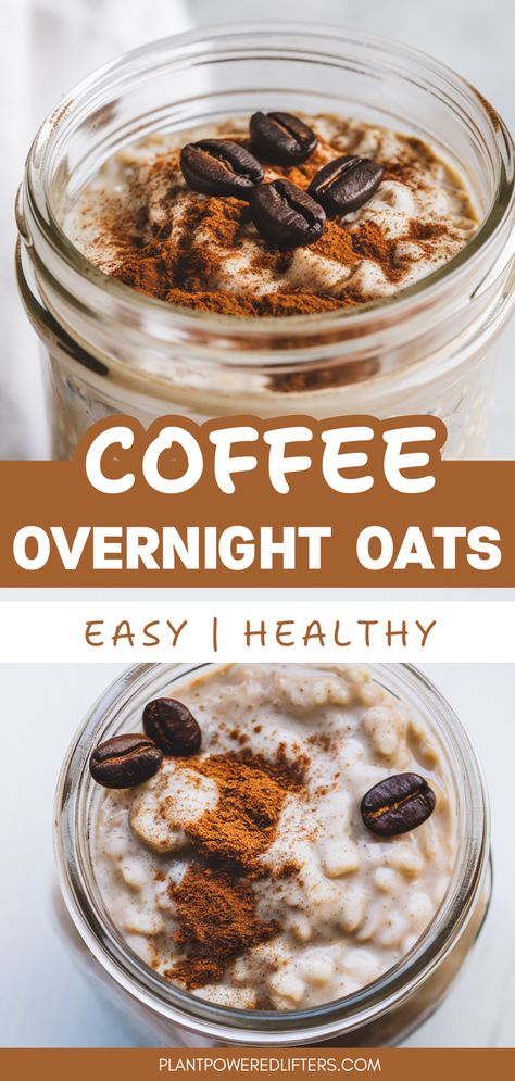 Are you looking for easy coffee overnight oats as an easy breakfast recipe? Look no further! These overnight oats are easy to make, and surprisingly healthy. Whether you're looking for easy overnight oats in a jar or vegan overnight oats, this vegan recipe has got you covered! Coffee Overnight Oats Recipe, Gf Overnight Oats, Easy Overnight Oats Healthy Clean Eating, Overnight Oats For Beginners, Instant Coffee Overnight Oats, Overnight Oats Dates, Healthy Breakfast Meal Prep For The Week Overnight Oats, Overnight Oats Healthy Clean Eating Recipes, College Breakfast Ideas Dorm Room