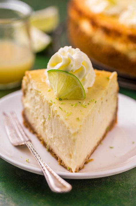 This Key Lime Cheesecake is so creamy and always a crowd-pleaser! The base is a graham cracker crust and the cheesecake filling is made with lime juice and lime zest, which provides plenty of lime flavor. If you love key lime pie and cheesecake, you have to try this great recipe! Key Lime Cheesecake Recipe, Key Lime Pie Cheesecake, Decadent Recipes, Baker By Nature, Key Lime Cheesecake, Bon Apetit, Lime Cheesecake, Rich Desserts, Cheesecake Filling