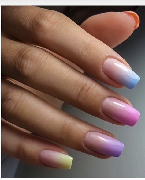 Multicolored Nails, Unghie Sfumate, Ombre Acrylic Nails, Vibrant Nails, Ombre Nail Designs, Trendy Nail Art, Acrylic Nails Coffin Short, Short Acrylic Nails Designs, Dipped Nails