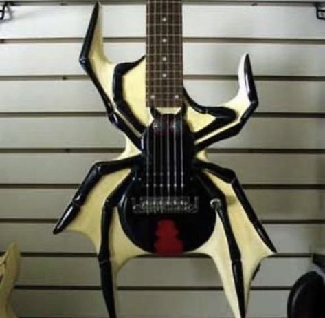 Goth Guitar, Spider Aesthetic, Aesthetic Guitar, Guitar Aesthetic, Western Artwork, Electric Guitar Design, Guitar Obsession, Custom Electric Guitars, Unique Guitars