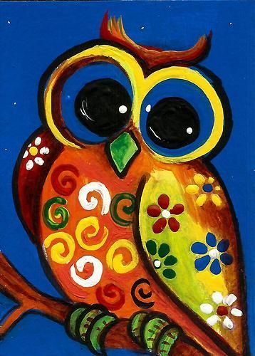 Whimsical Owl, Owl Crafts, Pola Sulam, Owl Painting, 수채화 그림, Painting Set, Owl Art, Painting Class, Mail Art