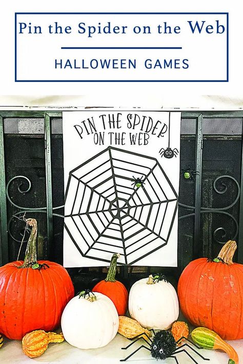 Hula Hoop Spider Web Game, Pin The Spider On The Web Diy, Pin The Spider On The Web, Classroom Party Games, Spider Theme, Classroom Halloween Party, Fall Carnival, Free Printable Halloween, Spider Decorations