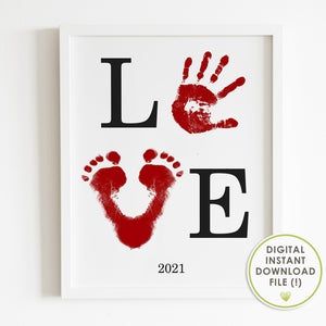 Your Love Helps Me Bloom Handprint Art Baby Toddler | Etsy Handprint Art Valentines Day, Heart Handprint, Handprint Art Kids, Baby Footprint Crafts, Baby Art Crafts, Baby Footprint Art, Ideas Valentines Day, Handprint Gifts, Art Valentines