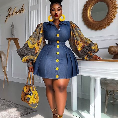 FOLAH SIGNATURE | Cultural fusion at its finest where African prints meets American classic .I referred to these as “Ankara vibes on denim streets “. Which… | Instagram Women Style 2024, Folah Signature, Jean Dress Outfit, Beautiful Gown Designs, Lagos Fashion, Modest Dresses Fashion, Girls Ball Gown, Chic Dress Classy, African Dresses Modern