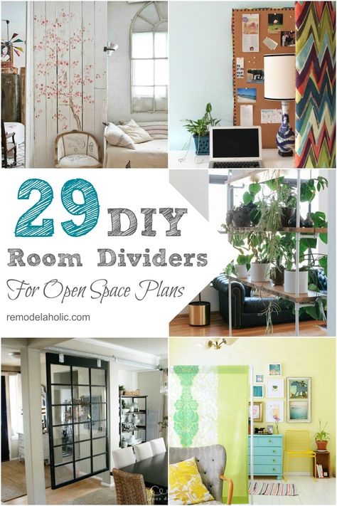 You can create new spaces in your home by building a room divider or two. Get inspired by checking out these 29 inventive and beautiful DIY room dividers! #roomdividers #home Room Divider Ideas Diy, Cheap Room Dividers, Creative Room Dividers, Room Divider Headboard, Room Divider Ideas, Small Room Divider, Temporary Room Dividers, Office Room Dividers, Fabric Room Dividers