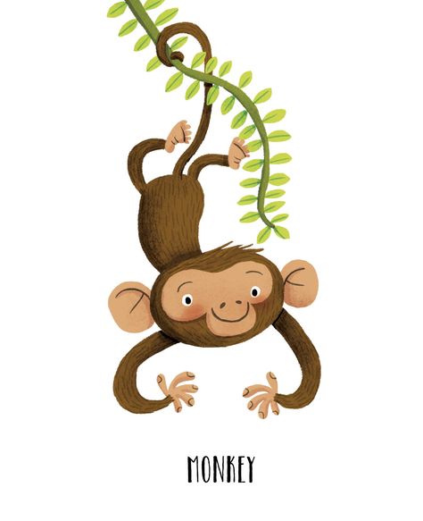 Monkey Illustration Monkey Cute Illustration, Monkey Illustration Character, Monkey Illustration Drawing, Monkey Art Illustration, Monkey Cartoon Drawing, Cute Monkey Drawing, Monkeys Illustration, Cartoon Monkeys, Monkey Drawing Easy