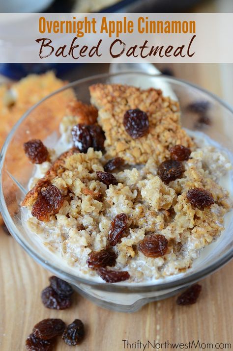 Overnight Apple Cinnamon Baked Oatmeal is a simple recipe to put together in the… Apple Cinnamon Baked Oatmeal, Cinnamon Baked Oatmeal, Baking With Applesauce, Cranberry Baking, Baked Oatmeal Recipe, Quiche Recipes Easy, School Breakfast, Baked Oatmeal Recipes, Healthier Options