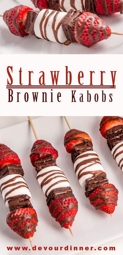 Brownie Kabobs, Strawberry Kabobs, Strawberry Brownie, Dessert Kabobs, Food On A Stick, Strawberry Brownies, Fruit Kabobs, Slow Cooker Desserts, On A Stick