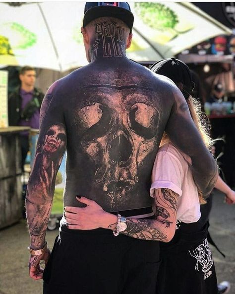 Full Neck Tattoos, Full Back Tattoo, Gotik Tattoo, Tattoo Font For Men, Tato Dada, Black Tattoo Cover Up, Full Tattoo, Blackout Tattoo, Tattoo Skull