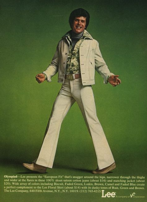 1970s Lee Adverts from Denim Leisure Suit Hell - Flashbak 1970s Mens Fashion, 70s Fashion Men, Mens Fashion Vintage, 70s Men, Fashion Reference, Fashion 70s, 70s Inspired Fashion, Leisure Suit, Pose References