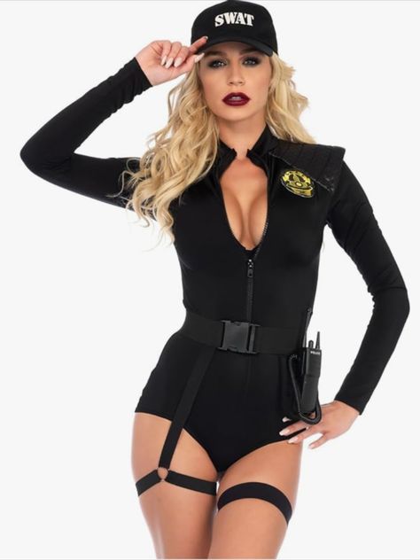 Leg Avenue womens 5 Pc Swat Team Babe Costume With Bodysuit, Belt, Leg Garter, Toy Walkie Talkie, Hat Swat Kostüm, Cosplay Plus Size, Swat Costume, Leg Avenue Costumes, Police Officer Costume, Girl Group Costumes, Kostum Halloween, Team Costumes, Plus Size Cosplay