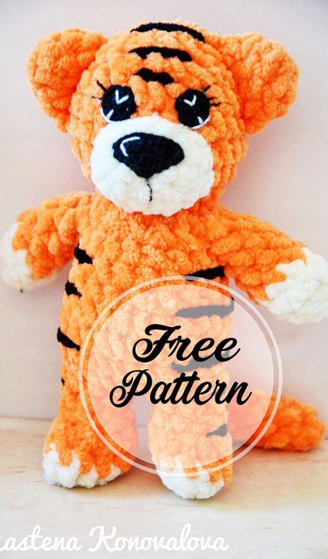 Daniel Tiger Crochet, Tiger Crochet, Amigurumi Tiger, Crochet Unique, Easy Crochet Animals, Crochet Cat Pattern, Crochet Animals Free Patterns, Crochet Amigurumi Free Patterns, Crochet Amigurumi Free