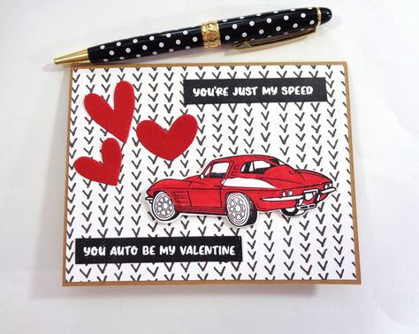 Red Corvette, Handmade Greeting Cards, Car Guys, Car Humor, Be My Valentine, Greeting Cards Handmade, Valentines Cards, Dallas, Greeting Cards