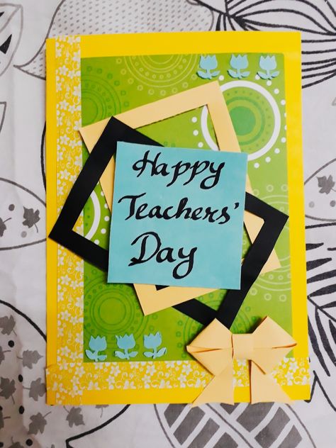 Diy teacher's day card Teachers Day Card Front Page, Greeting Card For Teachers Day Handmade, Happy Teachers Day Card Handmade, Teachers Day Cards Handmade, Teachers Day Cards Handmade Unique, Greetings For Teachers Day, Teachers Day Greeting Card Ideas, Teachers Day Cards Handmade Creative, Teachers Day Card Ideas Handmade