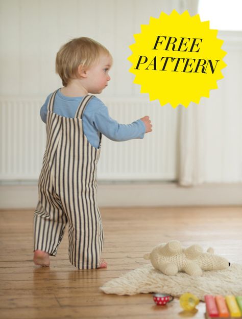 This great kids pattern from Issue 7 is free to download _ perfect for beginners! The pattern is really baby... Diy Baby Boy Clothes, Diy Baby Boy, Boys Clothes Patterns, Baby Sewing Patterns Free, Kids Dungarees, Boys Sewing Patterns, Jumpsuit Pattern Sewing, Baby Dungarees, Baby Clothes Patterns Sewing