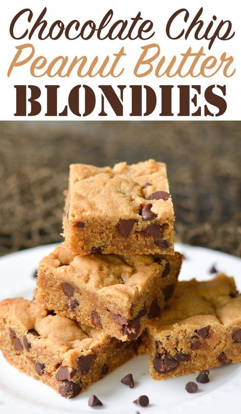 Peanut Butter Blondies, Peanut Butter Cookie Bars, Peanut Butter Oatmeal Bars, Peanut Butter Desserts, Healthy Peanut Butter, Peanut Butter Brownies, Peanut Butter Chocolate Chip, Peanut Butter Chips, Peanut Butter Recipes