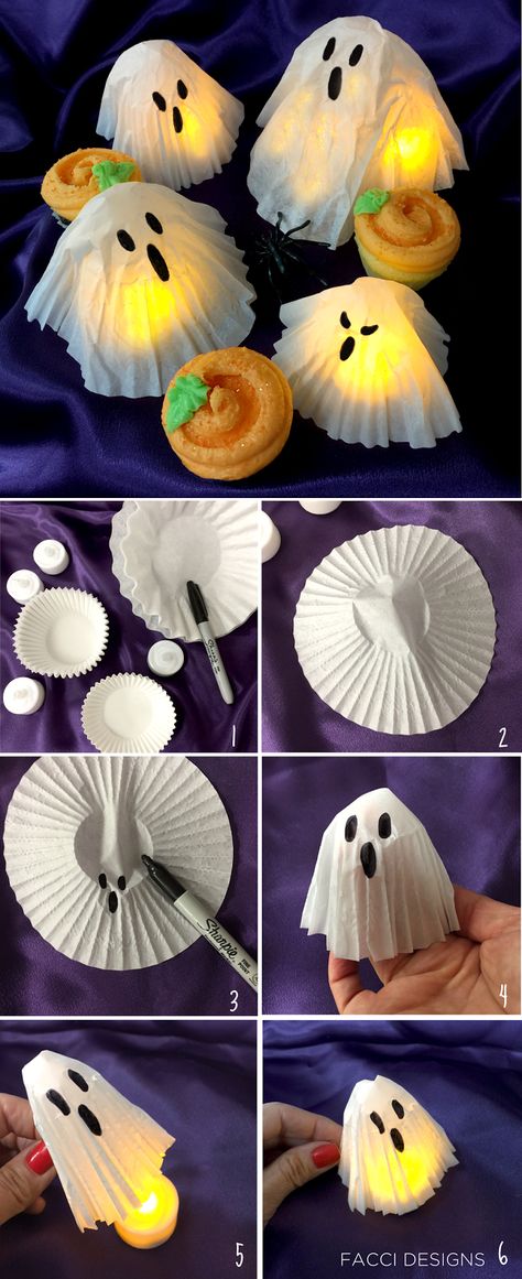 Adornos Halloween, Easy Halloween Crafts, Halloween Diy Crafts, Halloween Craft, Halloween Crafts For Kids, Theme Halloween, Fantasias Halloween, Craft Night, Cupcake Liners