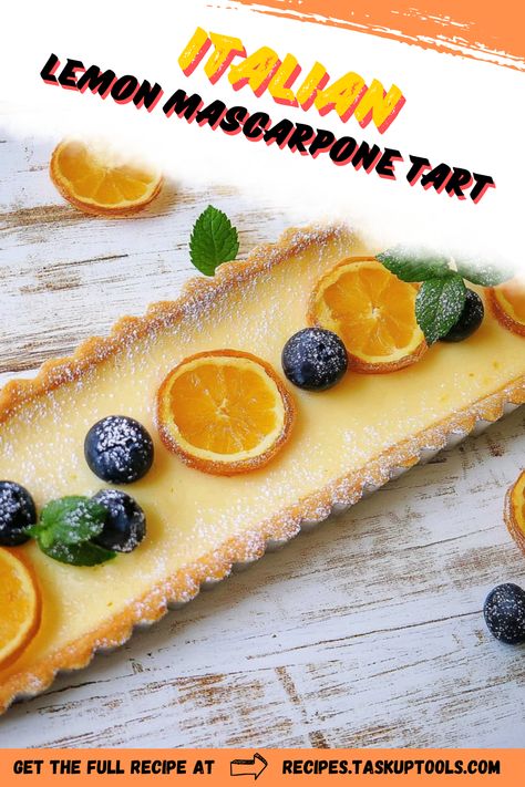 Indulge in the zesty elegance of an Italian Lemon Mascarpone Tart, where refreshing citrus meets creamy mascarpone in a flaky, buttery crust. This delightful dessert is perfect for any occasion, providing a burst of Italian sunshine with every bite. Explore our easy-to-follow recipe to create a stunning centerpiece that combines tart lemons with sweet, velvety mascarpone, offering a harmonious blend of flavors that will impress your guests and satisfy your sweet cravings. Sour Cream Pastry, Mascarpone Tart, Candied Lemon Slices, Lemon Mascarpone, Candied Lemons, Cream Cheese Eggs, Lemon Filling, Pastry Shells, Pastry Crust